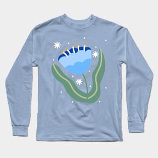 Blue Flower Long Sleeve T-Shirt